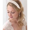 Tihebax Pearl Headbands for Women, White Headband Women Beaded Headband Bridal Headband for Wedding Padded Headaband Women Faux Pearl Hair Accessories Bridal Hair Hoop with Glitter Crystal Rhinestones