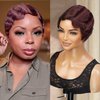 INSTANT FAB Finger Wave Human Hair Wigs for Black Women Short Mommy Wig Curly Remi Human Hair Wig Pixie Cut Wigs Nuna Wigs Non Lace Front Wigs (OT1B/99J)