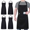 4 Packs Chef Apron, Black Waterproof Apron, Adjustable Apron with 2 Pockets for Men Women, Professional Apron for Kitchen Cooking Gardening Painting Baking Restaurant (Black)
