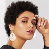 MALOYANVE Bohemian Wood Earrings for Women Girls Handmade Natural Retro Lightweight Teardrop Geometric Hollow Wooden African Dangle Drop Geometric Statement Earrings Boho Vintage Ethnic (White)