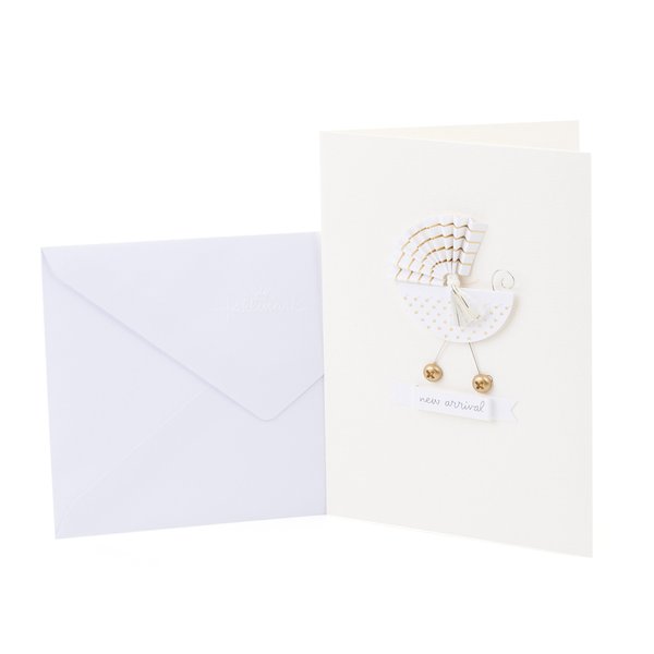 Hallmark Signature Baby Shower Card for New Parents (Stroller) Welcome New Baby, Congratulations, Gender Reveal