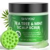 SHVYOG Scalp Scrub, Tea Tree Scalp Exfoliator, Scalp Exfoliator Scrub for Build Up, Itchy Scalp Relief Hair Treatment Nourishing Detox Hair Care with Scalp Massager, 10.58 oz