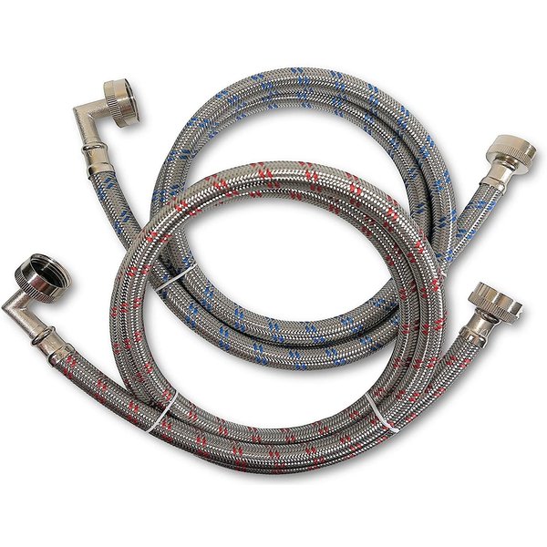 Premium Stainless Steel Washing Machine Hoses with 90 Degree Elbow, 4 Ft Burst Proof (2 Pack) Red and Blue Water Connection Inlet Supply Lines by Kelaro