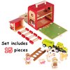 Udeas Wooden Construction Set Toys Animal Farm Toys with Wooden Figurines Storage Toys for Age 3+ Children