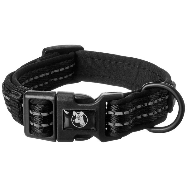 alcott Adventure Dog Collar with Reflective Stitching & Neoprene Padding, Small, Black
