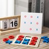 Seenelling Jumbo Wooden Tic Tac Toe Game Dementia Activities for Alzheimers Seniors with Matching and Puzzle Templates XO Chess Board Game for Elderly Engaging Table Decor(Blue, Red)