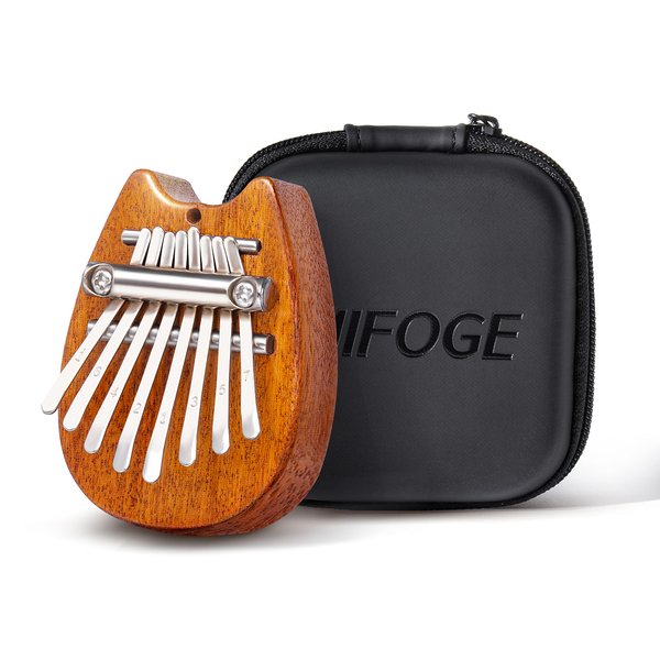 MIFOGE Mini Kalimba Thumb Piano 8Keys Wooden,Exquisite Finger Piano with Lanyard Waterproof Protective Box,Musical Instrument,Gift for Toddler Kid Child Valentines Adult Beginners