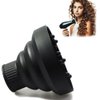Collapsible Hair Diffuser Attachment for Hair Dryers, Portable Silicone Diffuser for Curly Hair, Universal Fit 1.57-1.99 Inch Nozzle, Ideal for Travel, Salon, and Home Use (Dryers-Black)