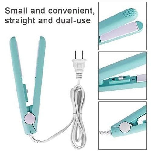 Mini Hair Straightener for Girls Hair Iron Straightening Irons Hair Curler Portable Flat Iron for Women Hair Wave (Green)