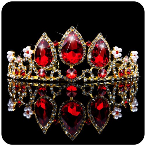 TOBATOBA Red Crown Red Tiara for Women Girls Queen of Hearts Costume Crowns for Women Princess Tiara Crown Headband Women Halloween Costume Cosplay Birthday Wedding Hair Accessories