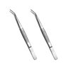 Stainless Steel Tweezers, with Curved Serrated Tip Multipurpose Tweezers Sewing Machine Tweezers Forceps for Craft Repairing (2 Pcs set)