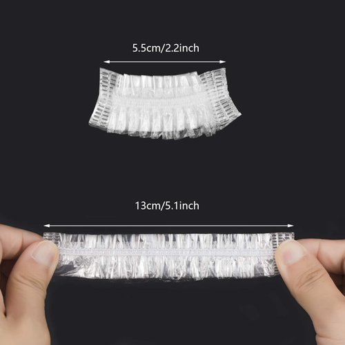 Lystaii 200pcs Clear Disposable Ear Protectors Ear Covers Waterproof Ear Shower Cap Ear Protector Caps Elastic for Hair Dye, Shower, Bathing, Salon, Spa Home Hotel Use