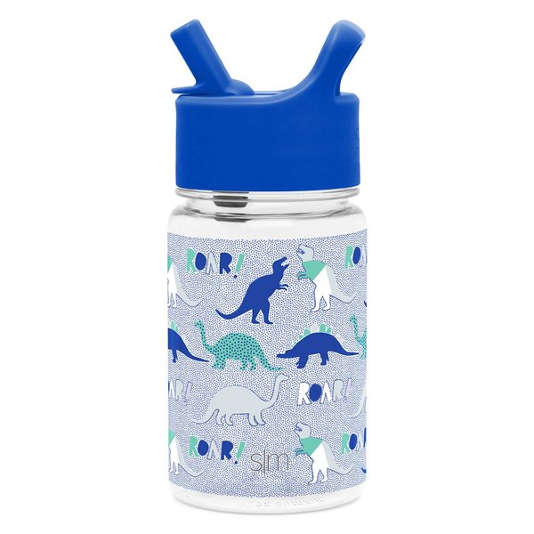 Simple Modern Kids Water Bottle Plastic BPA-Free Tritan Cup with Leak Proof Straw Lid | Reusable and Durable for Toddlers, Boys | Summit Collection | 12oz, Dinosaur Roar