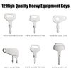 12 Heavy Equipment Keys, Construction Key Master Set for Cat Caterpillar Case JD John Deere Hyster Komatsu Takeuchi Lucas Ford New Holland Keys Heavy Equipment
