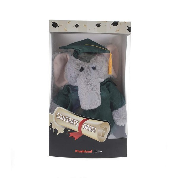 Plushland Elephant Plush Stuffed Animal Toys Present Gifts for Graduation Day, Personalized Text, Name or Your School Logo on Gown, Best for Any Grad School Kids 12 Inches(Maroon cap and gown)