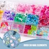 Umillars 3D Mix Assorted Resin Nail Charms with Hollow Pearl Heart Nail Art Charms Gems Gummy Bear Star Heart Lollipop Acrylic Beads with Nail Charm Glue and Pickup Tools(18 Grid Charms with Glue)