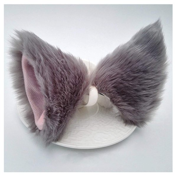 Cat Ears Hair Clips Fox Ears Barrettes Women Furry Fur Cat Headpiece Holiday Hair Pins Sweet Halloween Party Decoration Headband Anime Cosplay Costume Kitty Kitten Hair Accessories Gray - Pink