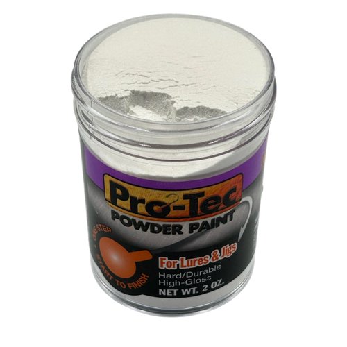 Candy Pro-Tec Powder Paint for fishing Lures and Jigs Powder Coating for Jig Head, High Gloss Finish,Easy-to-Use Fishing Lure Paint 2 Ounce (Pro-Tec White Pearl 2oz)