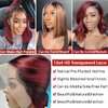 Kislemon 1b99J HD Lace Front Wigs for Black Women 13x4 Deep Part Grade 10A Burgundy Straight Bob Human Hair Wigs 180% Density Pre Plucked Natural Hairline With Baby Hair 10 Inch
