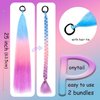 Kids Ponytail Extension With Hair Tie, Blue Pink Purple Ponytail Extension, Crazy Hair Day, Colored Hair Extensions for Kids, Festival Hair, Rave Hair, Ombre Ponytail 2 Packs 25 inch