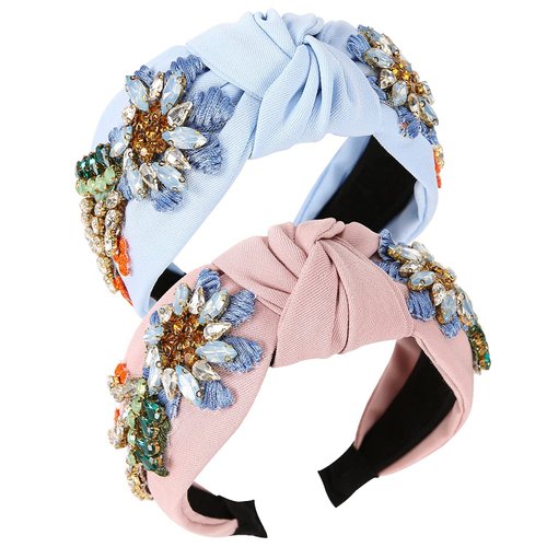 Qianxuan Rhinestone Crystal Headband For Women Handmade Jewelry Girls Hair Accessories Diamond Fashion Headbands Girl Handmade Beaded Glitter Flower Hairbands