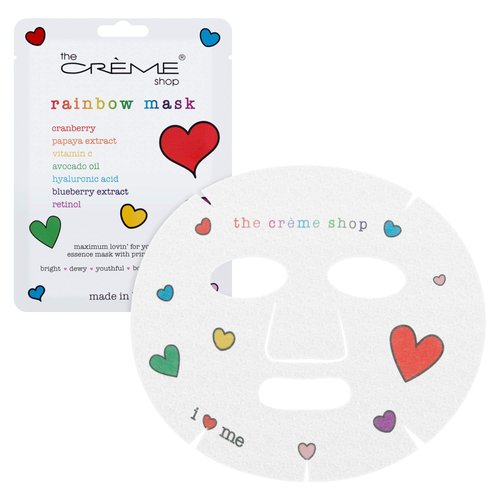 The Crème Shop | Korean Skincare Rainbow Face Sheet Mask for Bright, Dewy, Youthful, Bouncy, Healthy Skin - 3 Pack