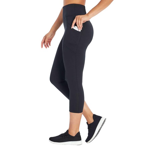 Marika Womens Drew High Waist Tummy Control Mid-Calf Leggings, Black, Medium US