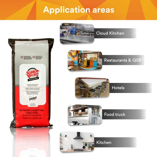 Scotch-Brite Stainless Steel Hood Degreaser Wipes with Scotchgard Protector, Appliances, Fridge, Fryer, Exhaust Range Hood, Dishwasher, Sink