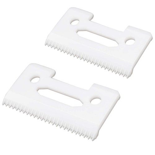 Professional 2-Hole Stagger Tooth Replacement Ceramic Moving Blades #2161, Including 2 Pieces Moving Blades, Compatible with Wahl 5 Star Series Cordless Magic Clip Hair Clippers(Off White, 2 Pieces)