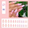 24 Pcs Pink Press on Nails Almond Medium Kawaii Cute Fake Nails Press ons Fashion Nail Tips Full Cover False Nails with Designs Stick on Nails Glue on Nails Acrylic Nail Kit Art for Women Manicure