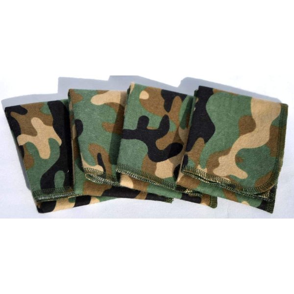 Camouflage Printed Flannel Paperless Towels 1 Ply 14x14 Inches Set of 4