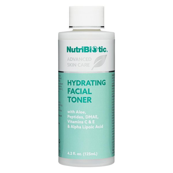NutriBiotic Hydrating Facial Toner, 4.2 Fl Oz with GSE | with Peptides, Aloe, DMAE, Vitamin C Ester, Tocotrienols & Alpha Lipoic Acid | Vegan & Paraben Free