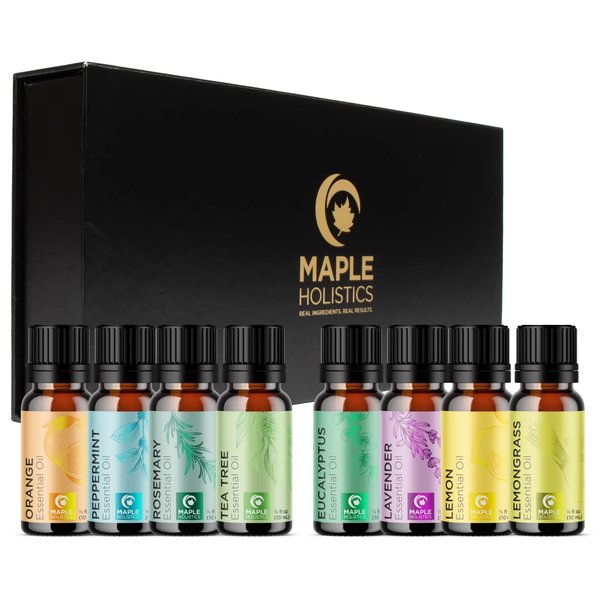Pure Essential Oil Set for Diffuser - Aromatherapy Essential Oils for Diffusers for Home Travel and Self Care with Natural Essential Oils for Hair Skin and Nails - Oil Diffuser Essential Oils Set