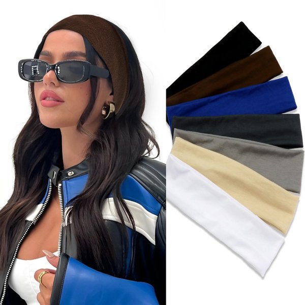 FULZTEY Headbands for Women Soft Fabric Workout Head Bands Elastic Non Slip Running Tennis Sport Sweatband Fashion Headwrap Neutral Sweat HairBands for Women's Thick Thin Hair Accessories 7Pcs