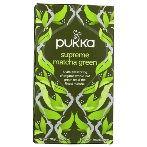 Pukka Herbs, Supreme Matcha Green Organic Herbal Tea, Energizing Infusion Organic Tea Selection, With Matcha Powder, Ideal For Daily Vitality, 20 Tea Bags