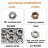 TWCC 405 Pcs SAE Hex Nuts Assortment Kit #2-56#4-40#6-32#8-32#10-24#10-32#12-24 1/4"-20 5/16"-18 3/8"-16 7/16"-14 1/2"-13 Stainless Hex Nuts Set