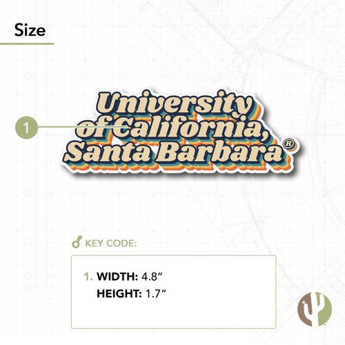 Desert Cactus University of California Santa Barbara Gauchos Vinyl Decal Laptop Water Bottle Car Scrapbook (70's Name Sticker)
