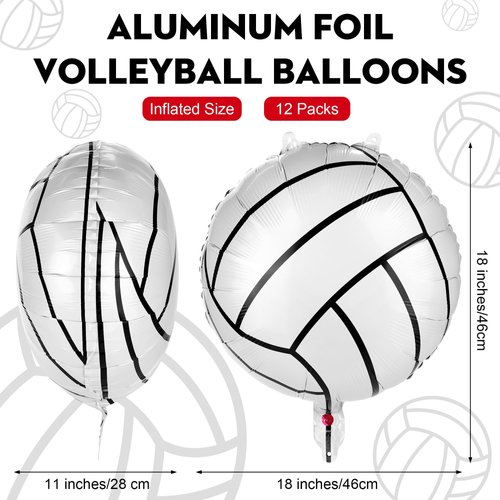 durony 12 Pieces 18 inches Volleyball Balloons Volleyball Themed Party Decorations Foil Mylar Volleyball Balloons For Birthday Party Supplies