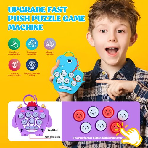 12 Pcs Fast Push Game Fidget Toys, Video Game Keychain Handheld Puzzle Whack Mole Game Sensory Toys Video Game Party Favors for Kids