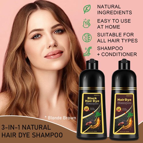 Blonde Brown Hair Dye Shampoo 3 in 1, Grey Hair Coverage for Women & Men, Root Touch-Up in Minutes, Natural Hair Color Lasts Up to 3 Weeks, Pure Plant Extract Bubble Hair Dye Kit for All Hair Types