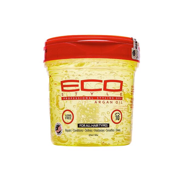 Eco Style Ecoco Gel - Argan Oil - 100% Pure Olive Oil - Promotes Healthy Hair - Nourishes And Repairs Hair - Long-Lasting Shine - 10/10 Maximum Hold - Tames Frizzy Hair - For All Hair Types - 16 Oz