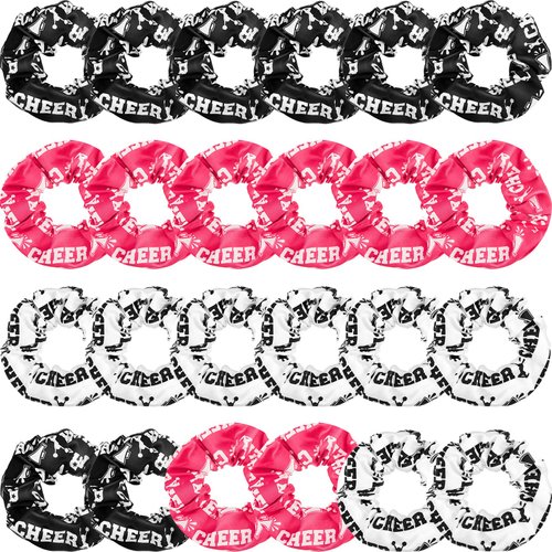 MTLEE 24 Pcs Cheer Scrunchies Bulk Cheer Pack Gifts Cheer Hair Accessories Cheerleading Hair Ties Cheerleading Elastics for Girls Women Cheer Teams Birthday Party