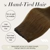 Full Shine Weft Hair Extensions Human Hair Genius Weft Hair Extensions For Women Brown Hair Extensions Sew In Straight Human Hair Bundles Hand Tied Hair Extensions Soft Straight Hair 50G 16 Inch