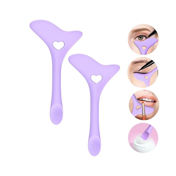 Donano 2PCS Eyeliner Stencils Wing Tips,Cat Eyeliner Eyeshadow Stencils,Silicone Eyeliner Tool,Multifunctional Eye Makeup Tool for Beginners Women Girls（Purple）