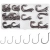 Offset Circle Fishing Hooks Kit - 180pcs 2X Strong Saltwater Freshwater Fish Hooks Sharp High Carbon Steel Octopus Fish Hooks, Size 1-5/0