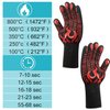 HexinYigjly 1 Pair/2 Pieces BBQ Gloves, Grilling Gloves, Heat Resistant Barbecue Oven Gloves, 1472°F/800°C Kitchen Fireproof Mitts Heat Proof for Grilling, Baking, Cooking, Welding Gloves Mitts - Red