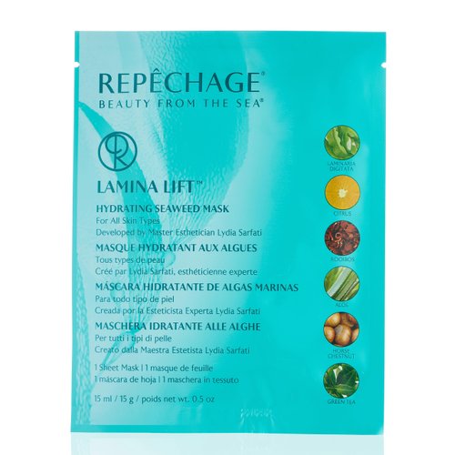 Repechage Lamina Lift Hydrating Seaweed Face Mask - Cotton Sheet Mask For All Skin Types - 5 Pack