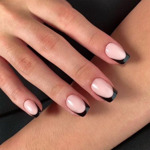 30 PCS Black French Tip Press on Nails Short Square Nails,SXVME Fake Nails Glue on Nails Short,Acrylic Nails False Nails,Stick on Nails Gel Nails Press ons