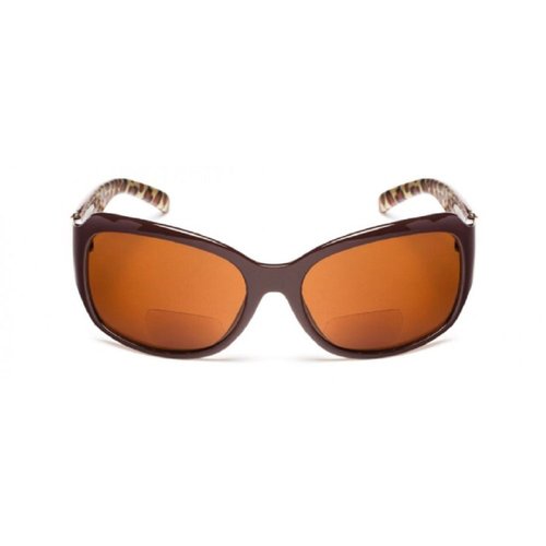 Jackie O Designer Style Outside Bifocal Reading Glasses - Brown 2.50