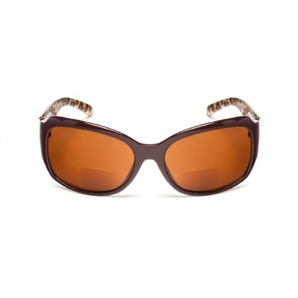 Jackie O Designer Style Outside Bifocal Reading Glasses - Brown 2.50